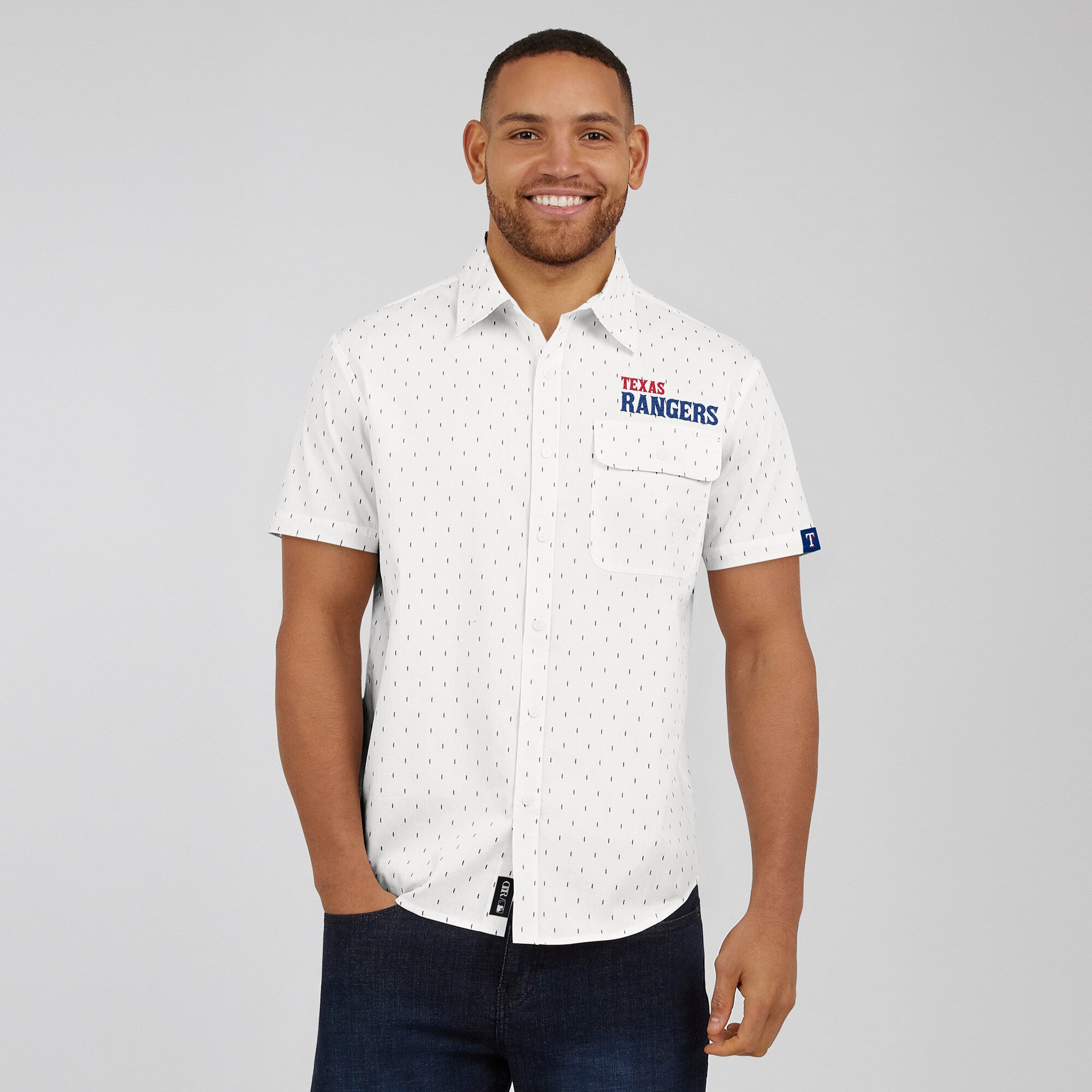 Chemise boutonnée imprimée Texas Rangers crème pour homme de la collection Darius Rucker par Fanatics